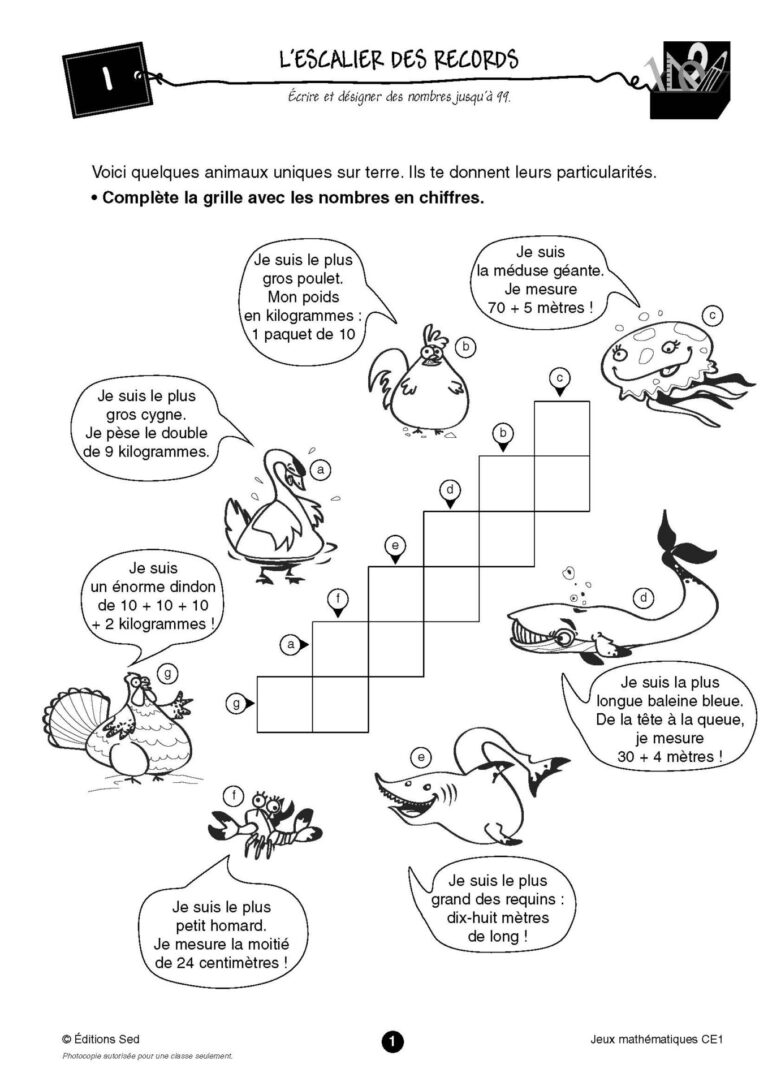 Aperçu : Jeux mathématiques – CE1