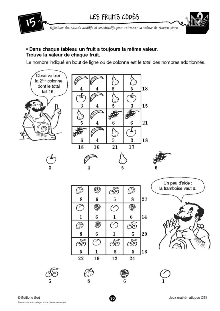 Aperçu : Jeux mathématiques – CE1