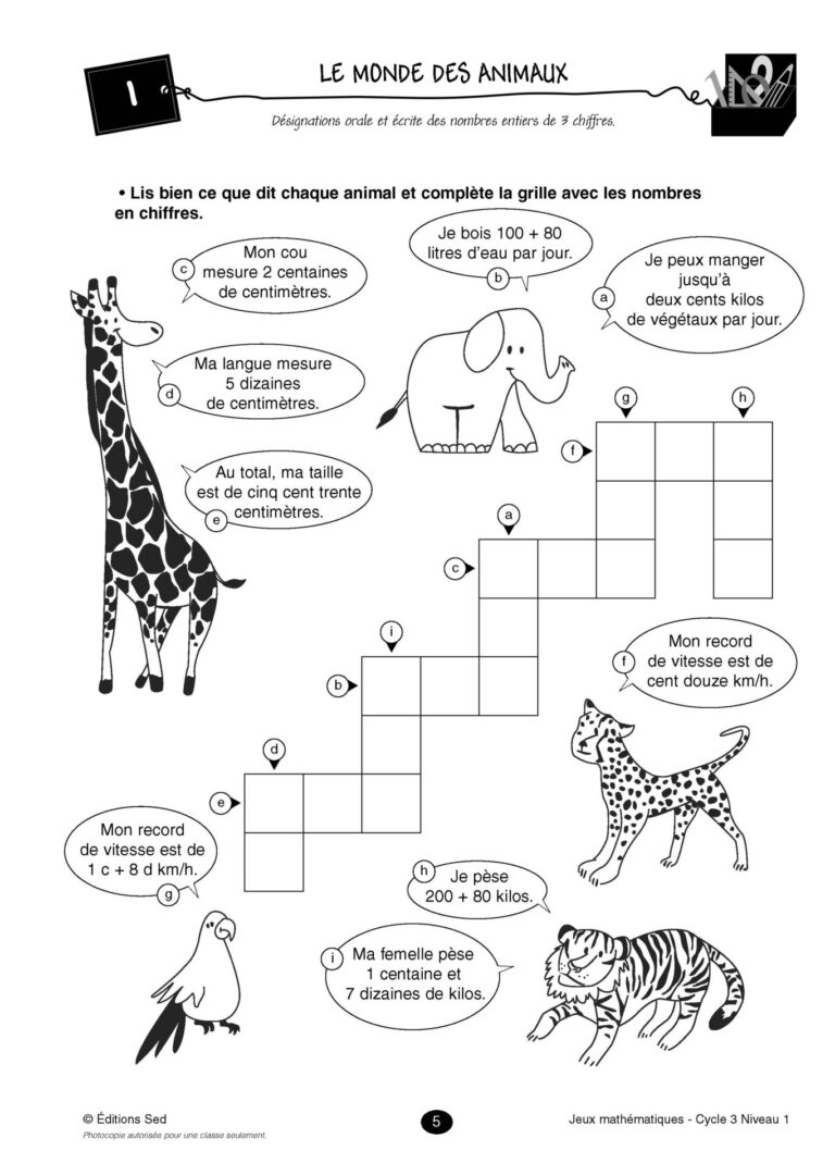 Aperçu : Jeux mathématiques – CE2