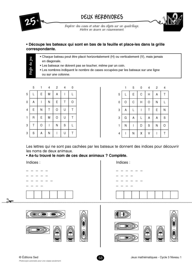 Aperçu : Jeux mathématiques – CE2