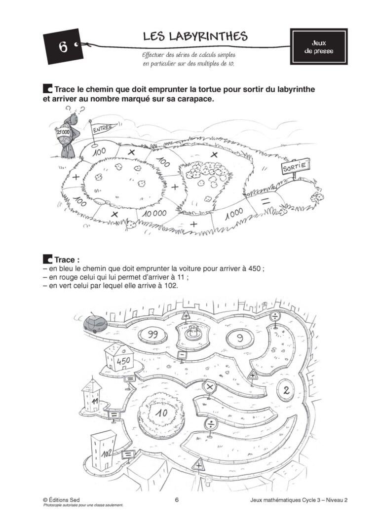 Aperçu : Jeux mathématiques – CM1