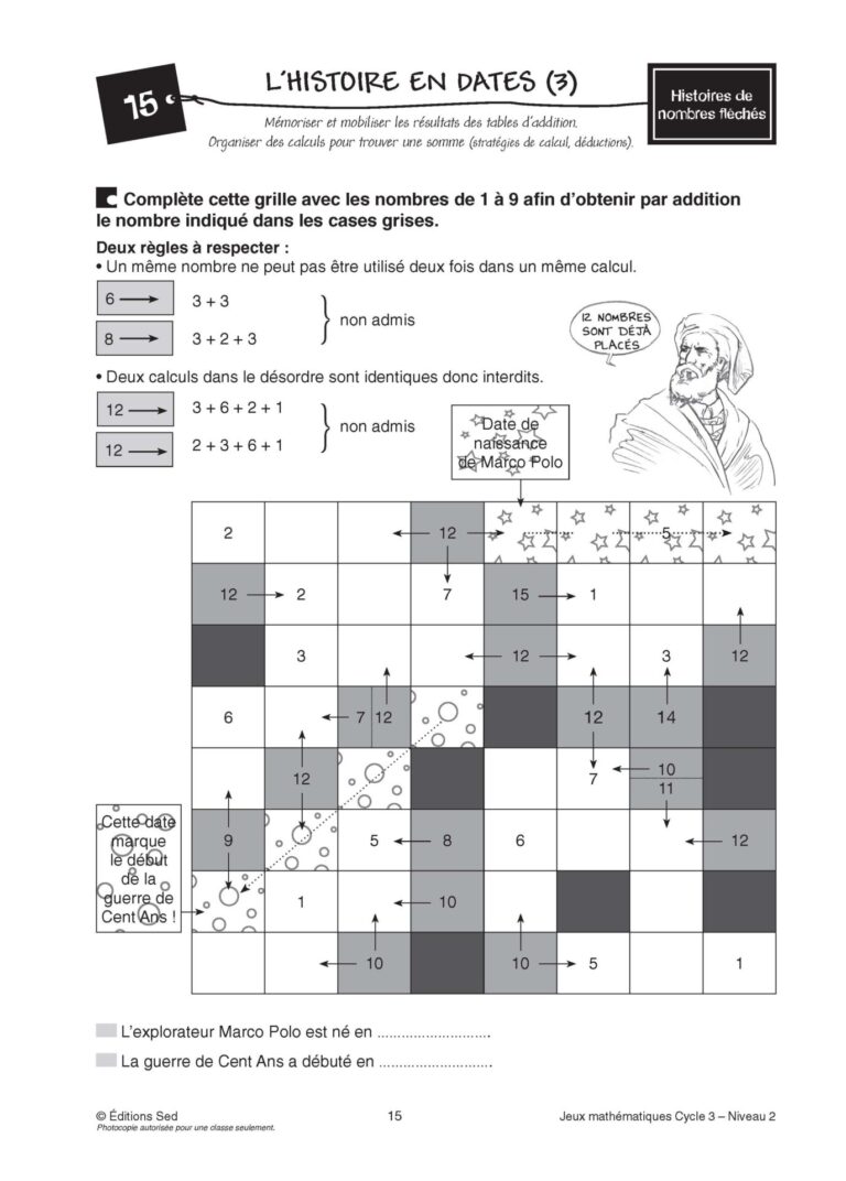 Aperçu : Jeux mathématiques – CM1