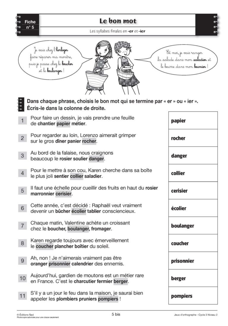 Aperçu : Jeux d'orthographe – CM1
