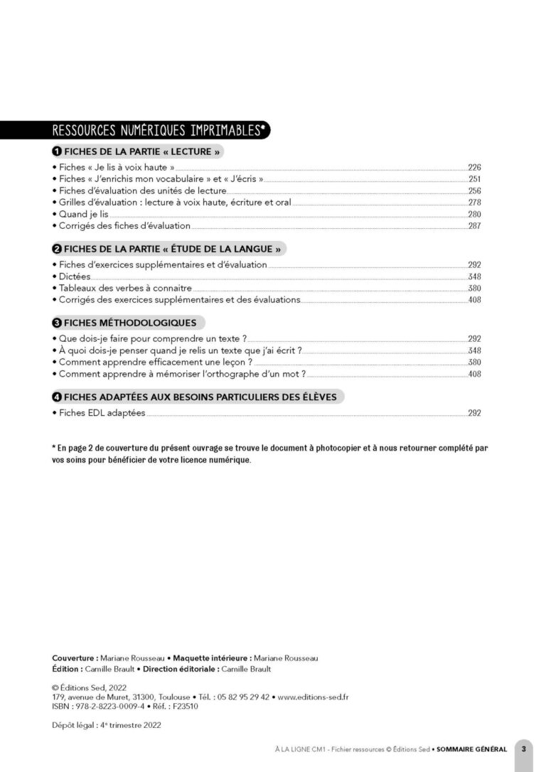 Aperçu : Fichier ressources + Ressources numériques – CM1