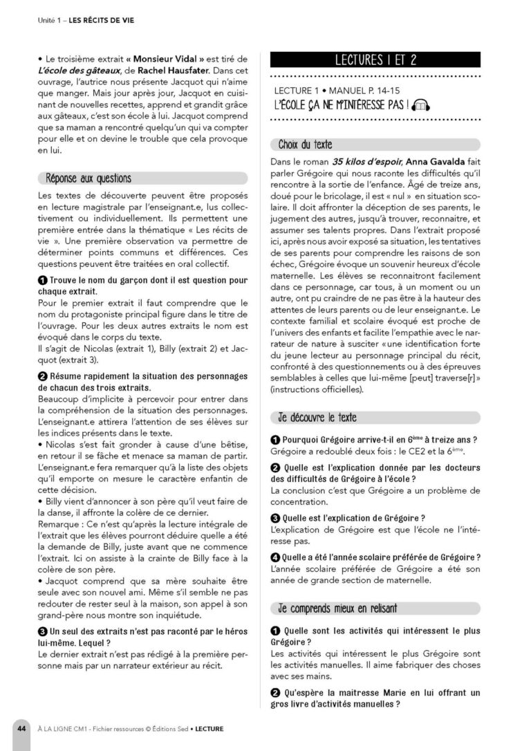 Aperçu : Fichier ressources + Ressources numériques – CM1