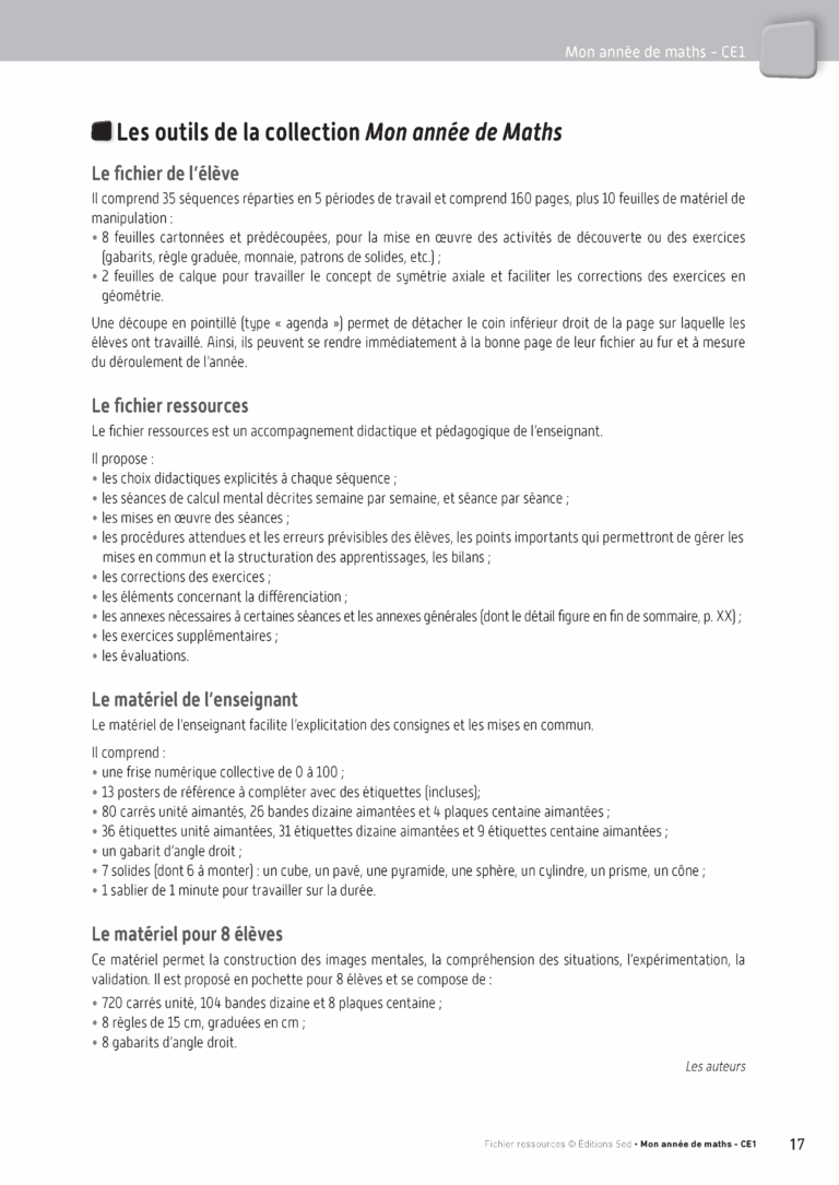 Aperçu : Fichier ressources + guide + numérique – CE1