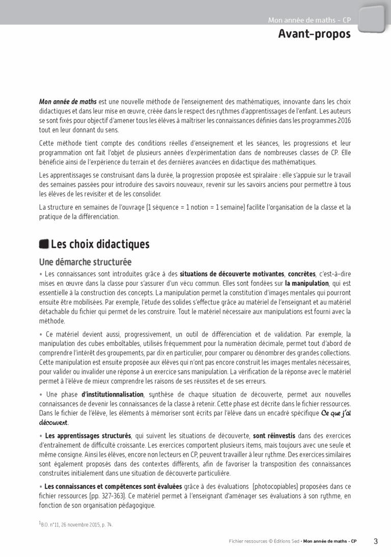 Aperçu : MON ANNEE DE MATHS CP – FICHIER RESSOURCES – Edition 2016
