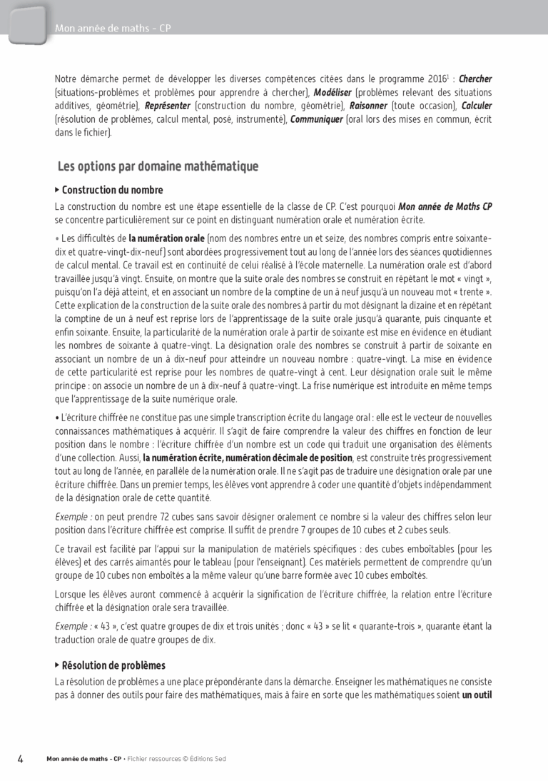 Aperçu : MON ANNEE DE MATHS CP – FICHIER RESSOURCES – Edition 2016