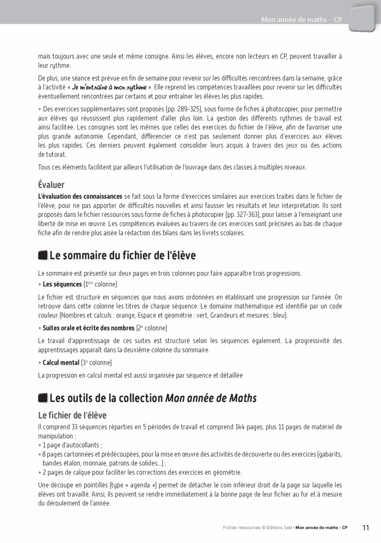 Aperçu : MON ANNEE DE MATHS CP – FICHIER RESSOURCES – Edition 2016