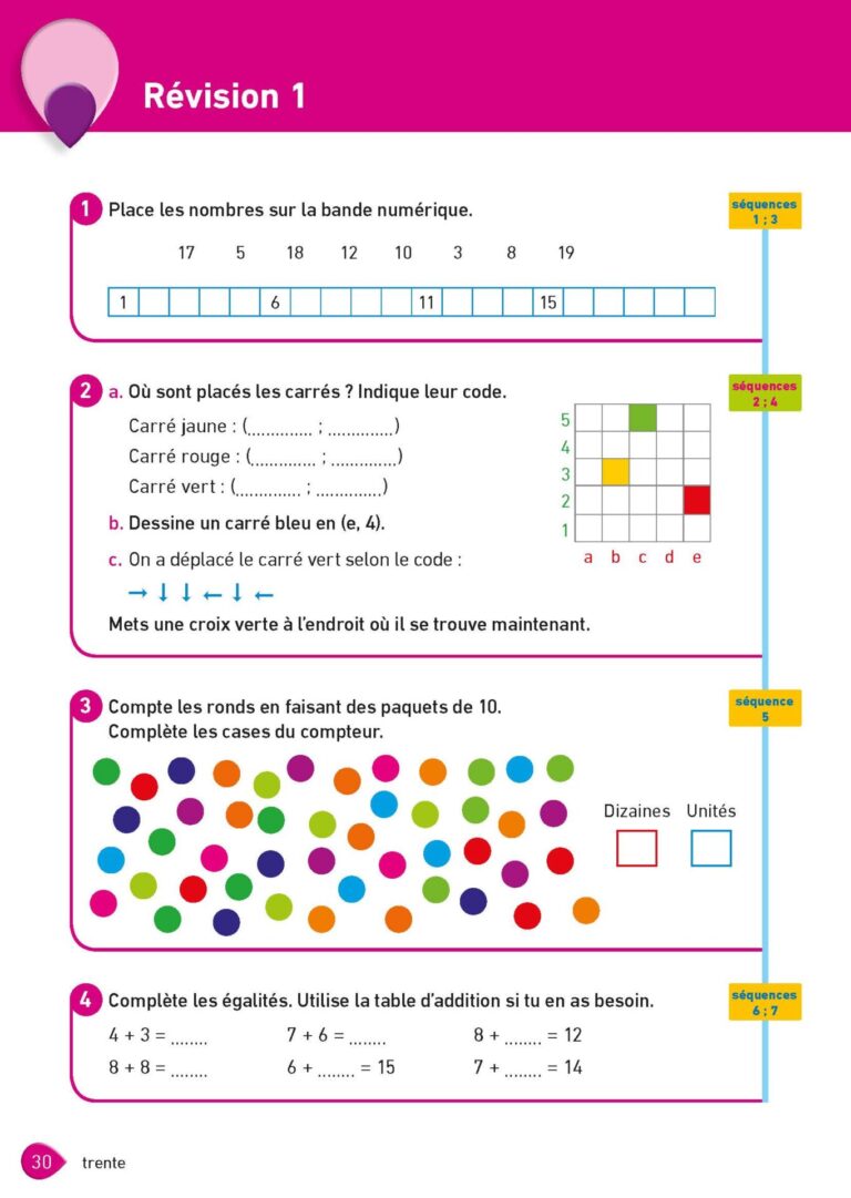 Aperçu : MATHS + – Fichier de l'élève – CE1 – Anciens programmes