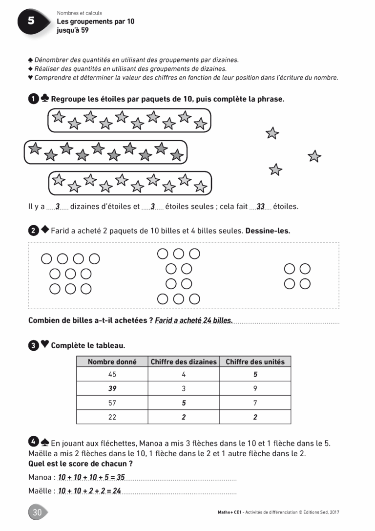 Aperçu : MATHS + – Classeur de différenciation – CE1 – Anciens programmes