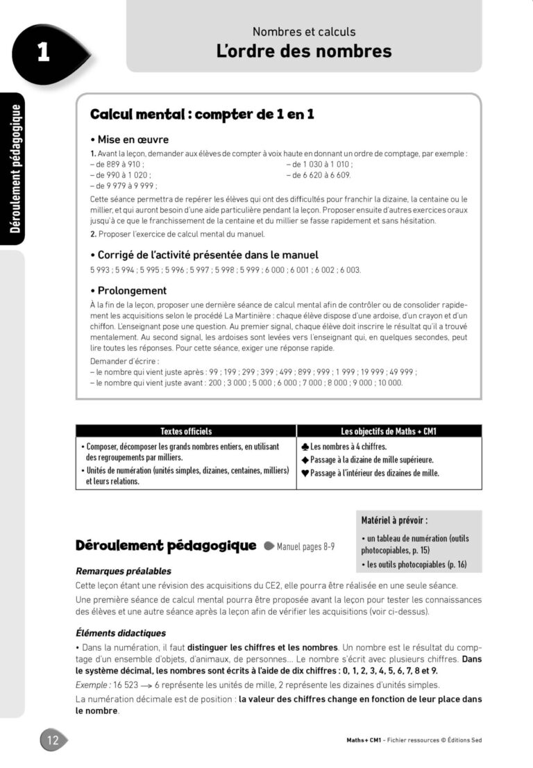 Aperçu : MATHS + – Fichier ressources + numérique – CM1 – Anciens programmes