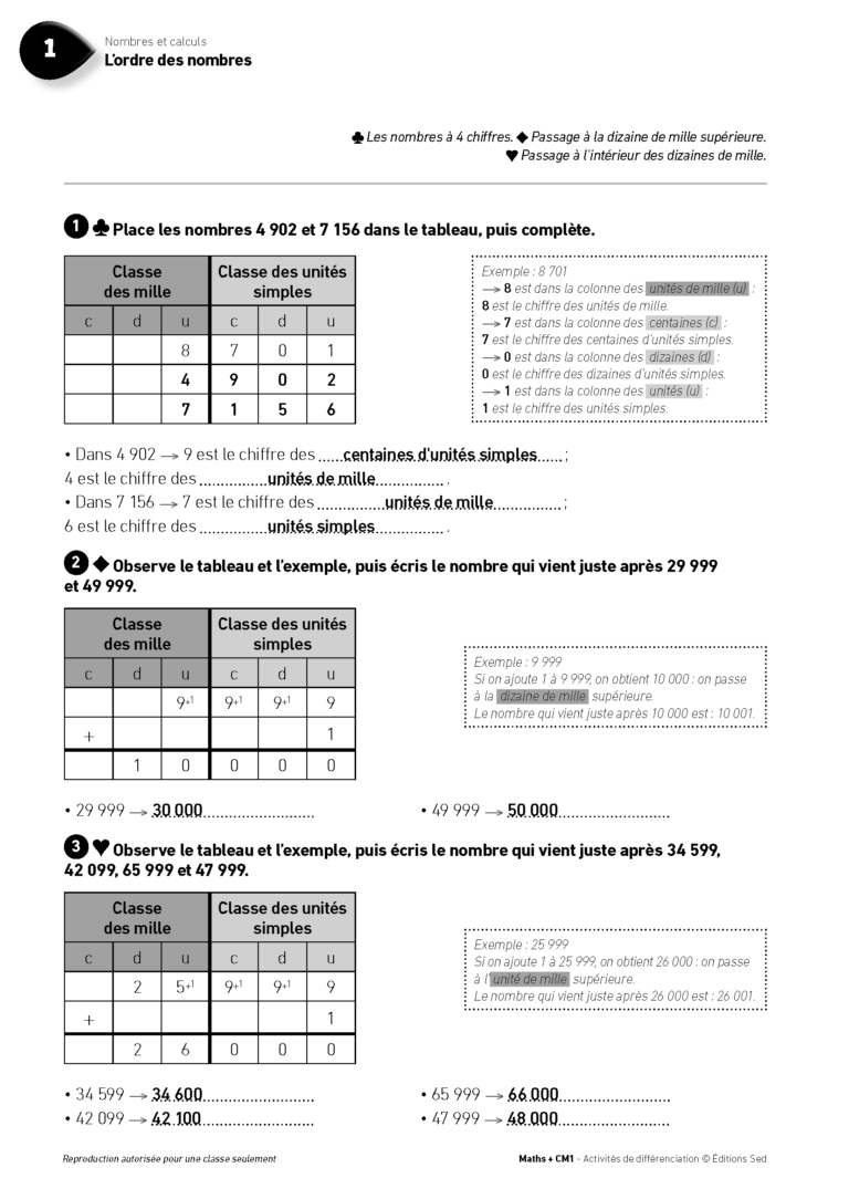 Aperçu : MATHS + – Classeur de différenciation – CM1 – Anciens programmes
