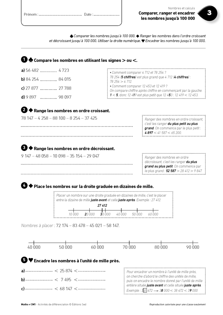 Aperçu : MATHS + – Classeur de différenciation – CM1 – Anciens programmes