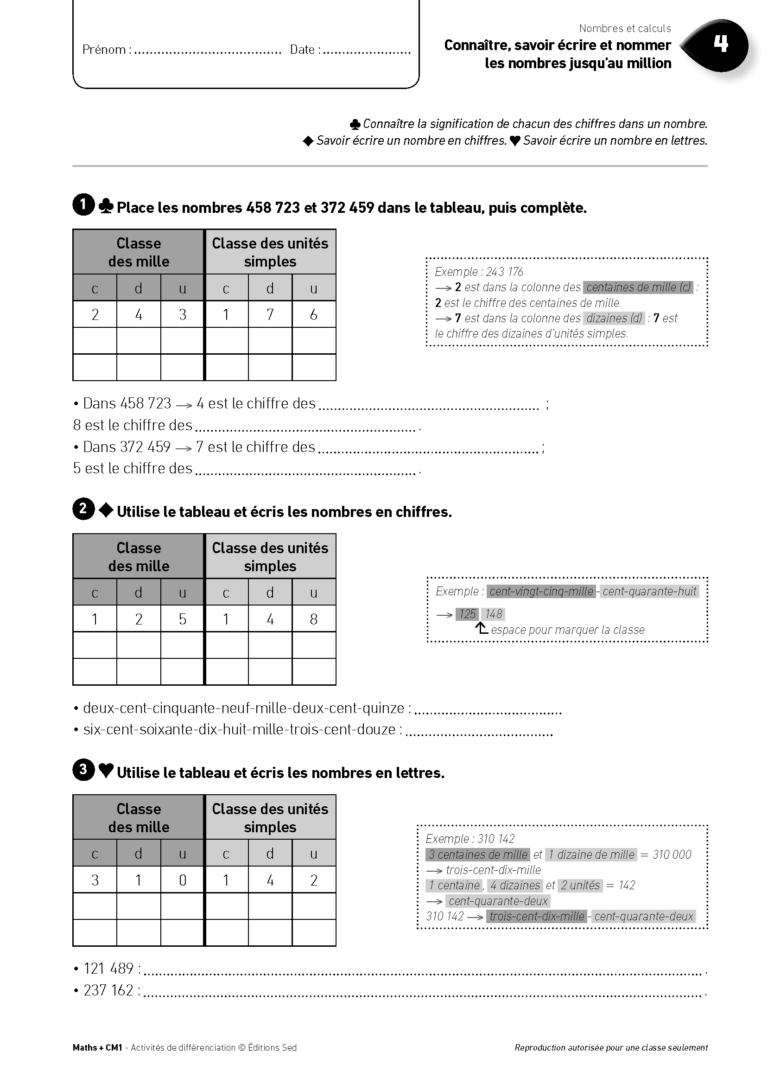 Aperçu : MATHS + – Classeur de différenciation – CM1 – Anciens programmes