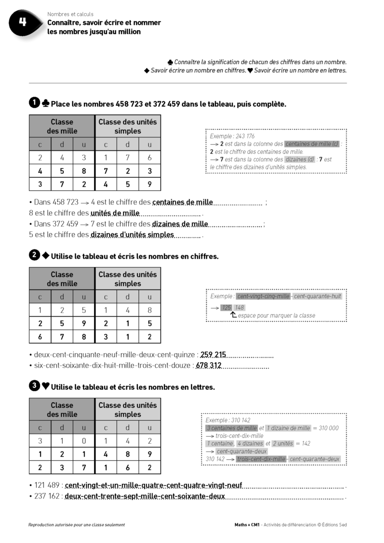 Aperçu : MATHS + – Classeur de différenciation – CM1 – Anciens programmes