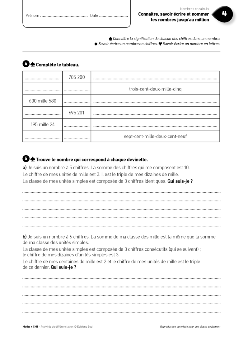 Aperçu : MATHS + – Classeur de différenciation – CM1 – Anciens programmes