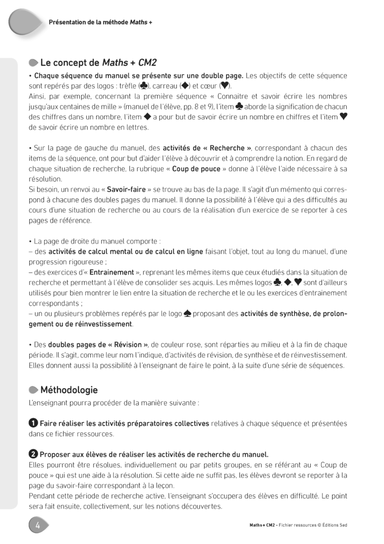 Aperçu : MATHS + – Fichier ressources + numérique – CM2 – Anciens programmes