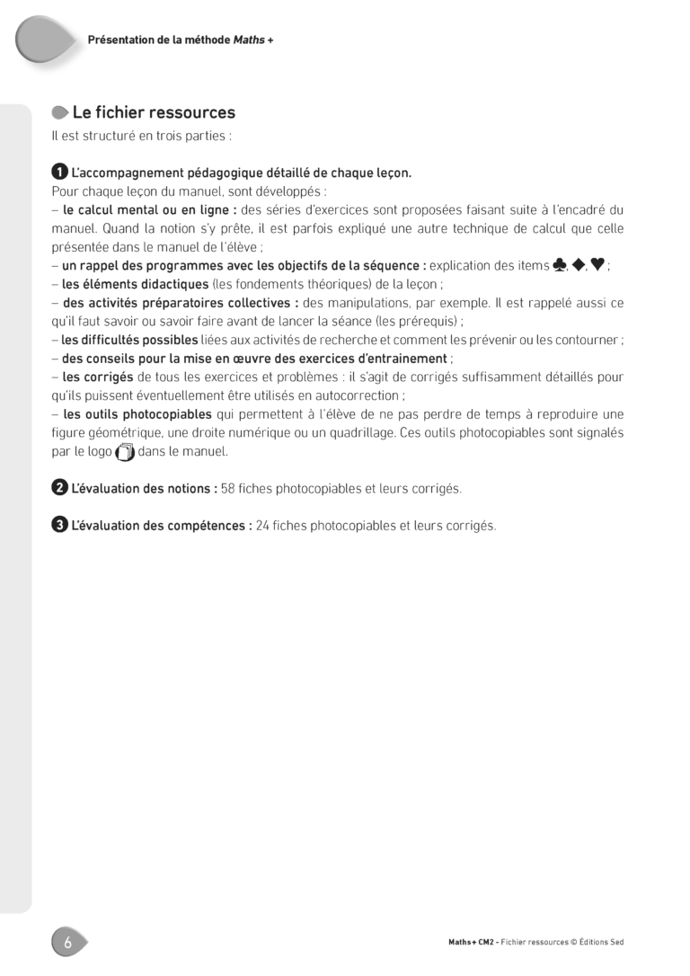 Aperçu : MATHS + – Fichier ressources + numérique – CM2 – Anciens programmes