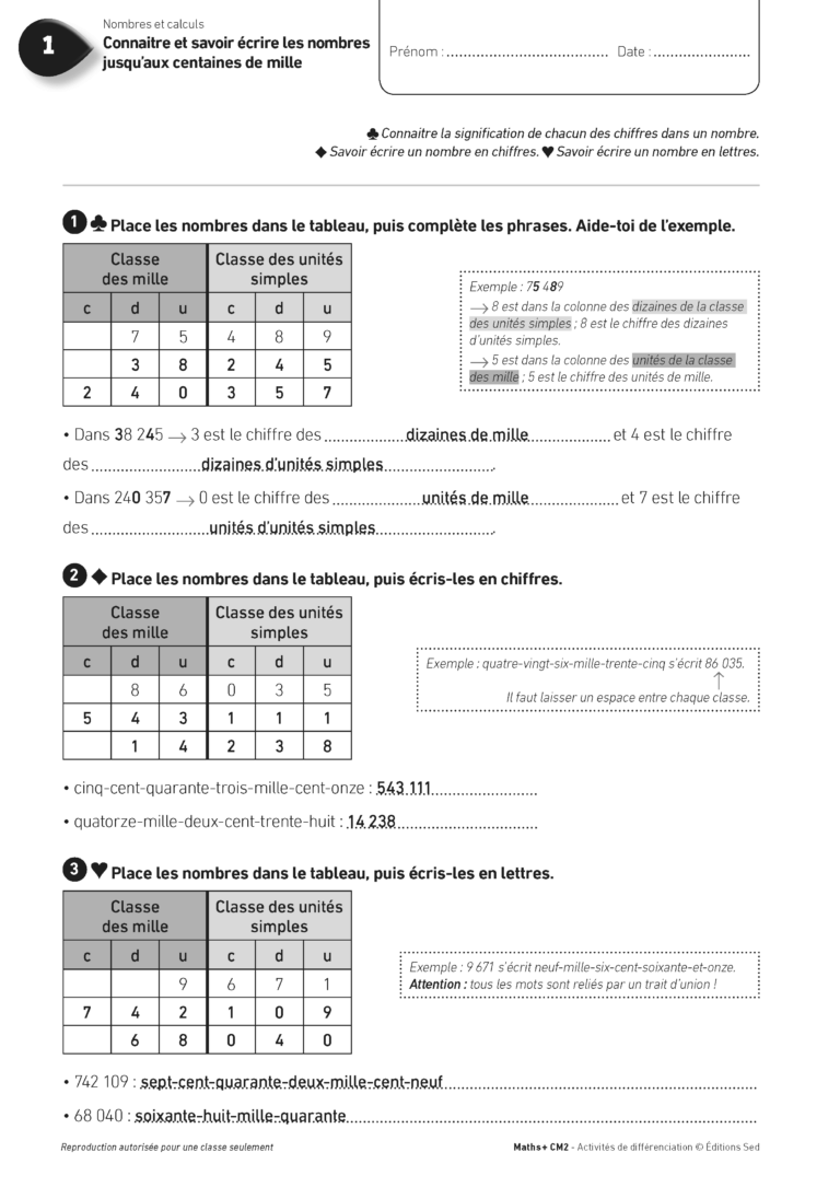 Aperçu : MATHS + – Classeur de différenciation – CM2 – Anciens programmes