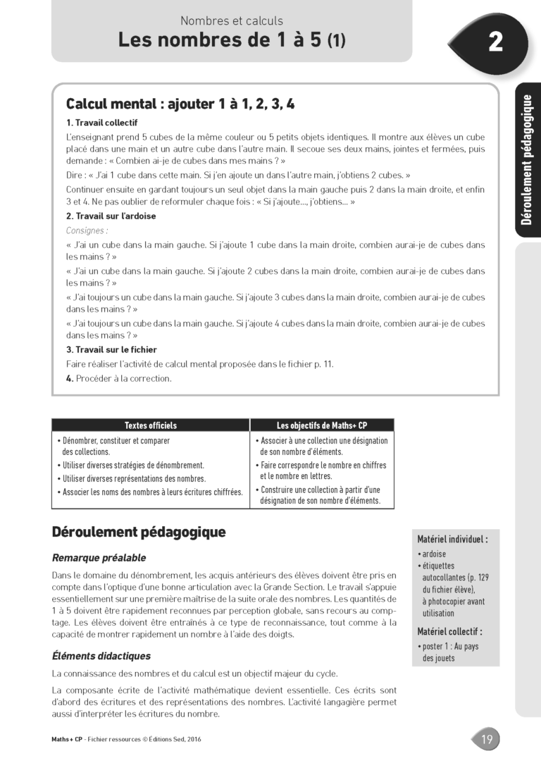 Aperçu : MATHS + – Fichier ressources + numérique – CP – Anciens programmes