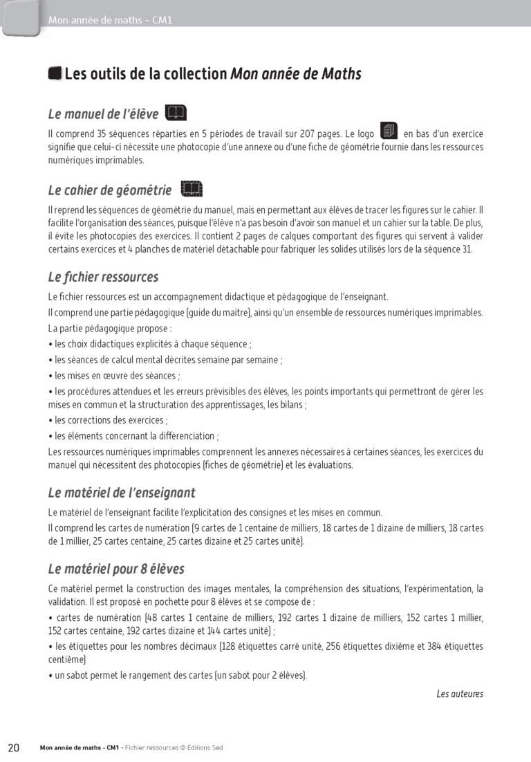 Aperçu : Fichier ressources + guide + numérique – CM1
