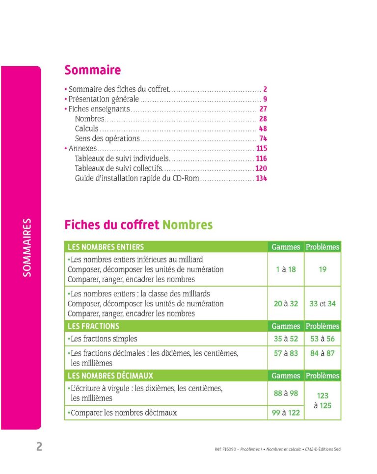 Aperçu : PROBLEMES ! – Nombres et calculs – CM2