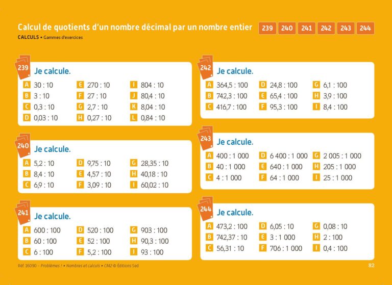 Aperçu : PROBLEMES ! – Nombres et calculs – CM2