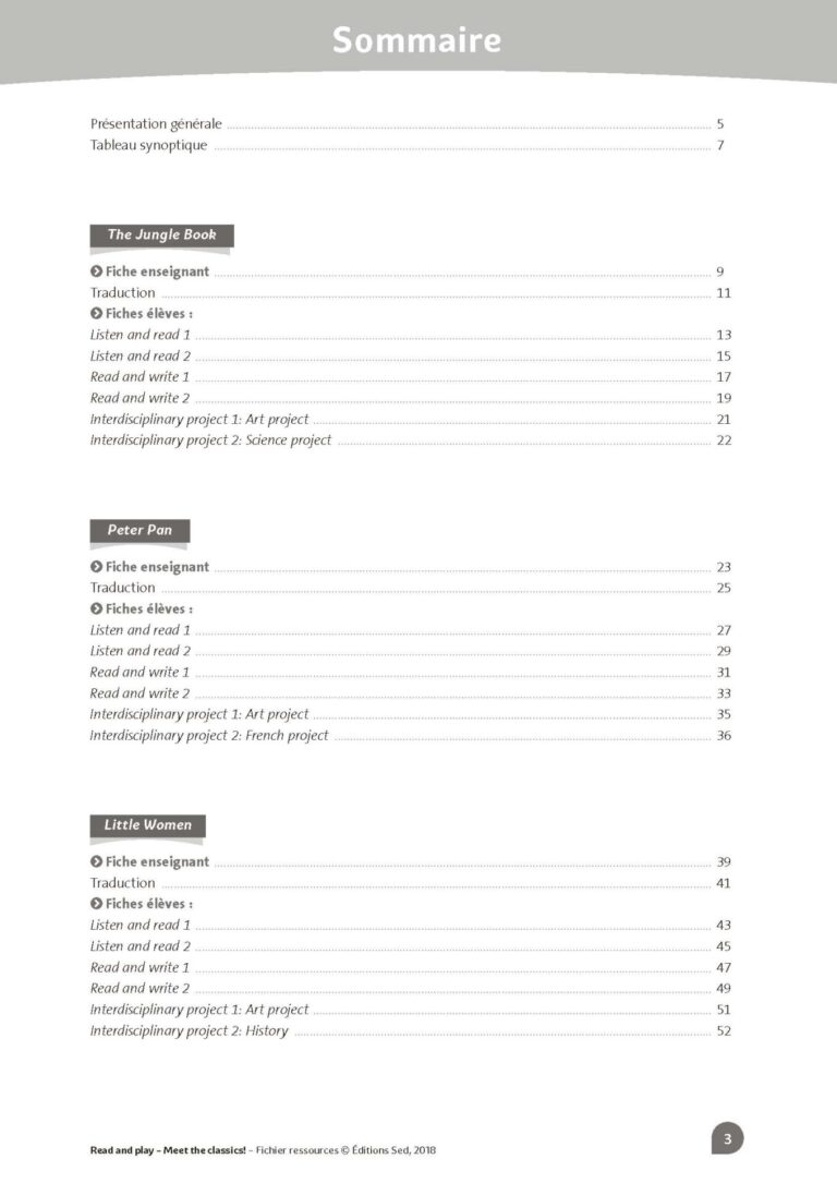 Aperçu : Meet the classics ! – 12 livres + FR – Cycle 3