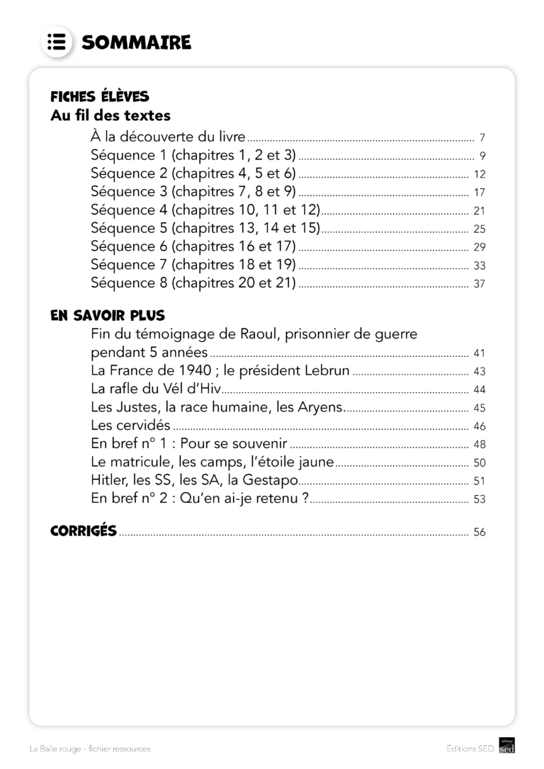 Aperçu : BDL – La balle rouge – 30 romans + fichier