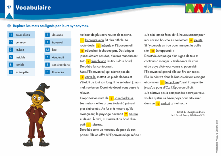 Aperçu : Vocabulaire – CE2