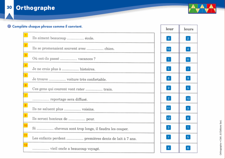 Aperçu : Orthographe – CM1