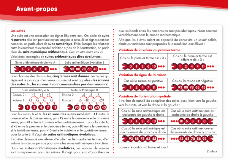 Aperçu : Suites numériques arithmétiques évolutives – CE2