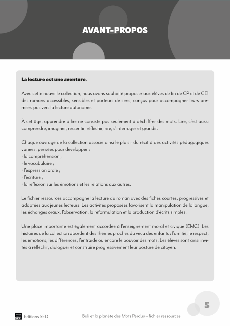 Aperçu : BULI et la planète des Mots perdus – FICHIER RESSOURCES