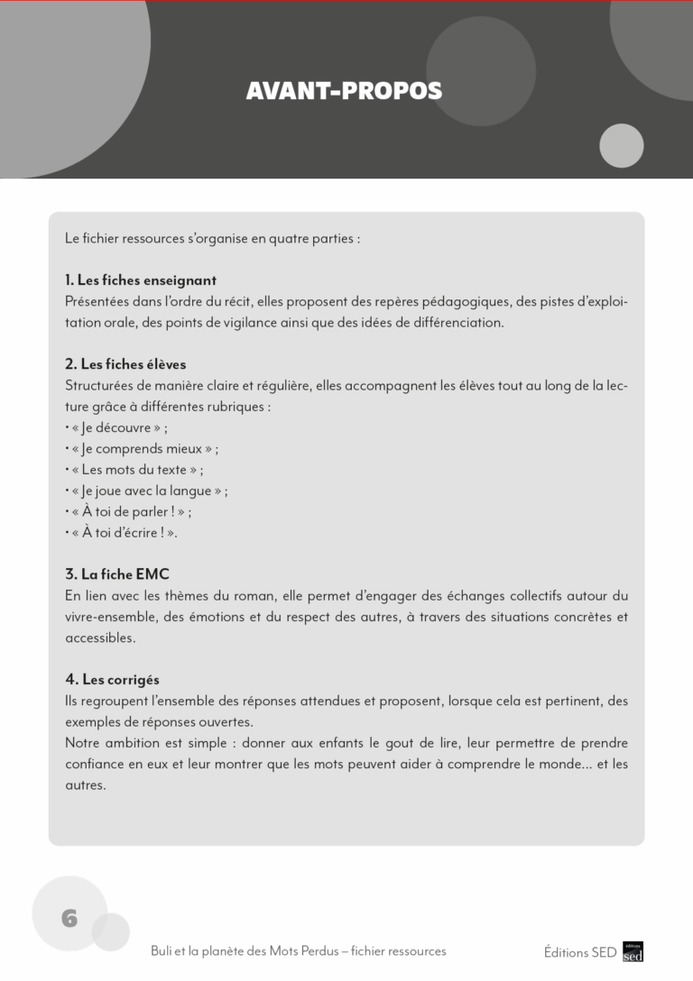 Aperçu : BULI et la planète des Mots perdus – FICHIER RESSOURCES