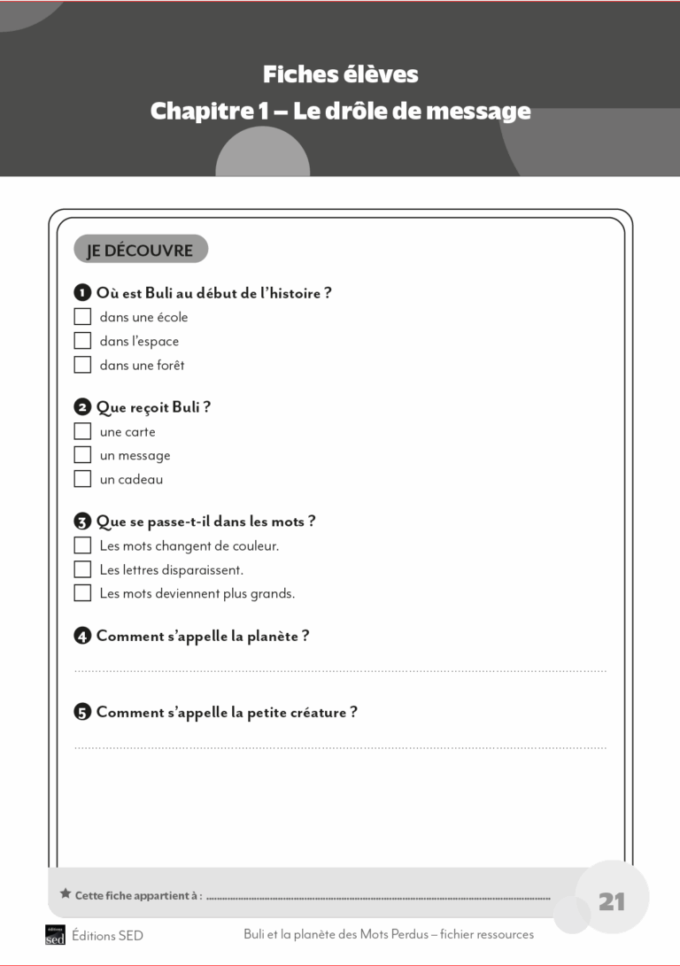 Aperçu : BULI et la planète des Mots perdus – FICHIER RESSOURCES